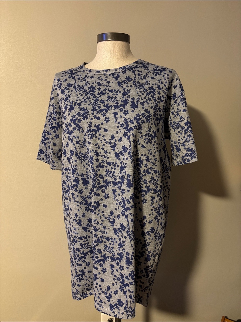 LuLaRoe Grey Dress with Navy Floral Print - Women's